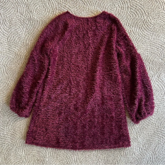 NWT Lulu’s Burgubdy Fuzzy Knit Sweater Dress, Size L. - Picture 6 of 12
